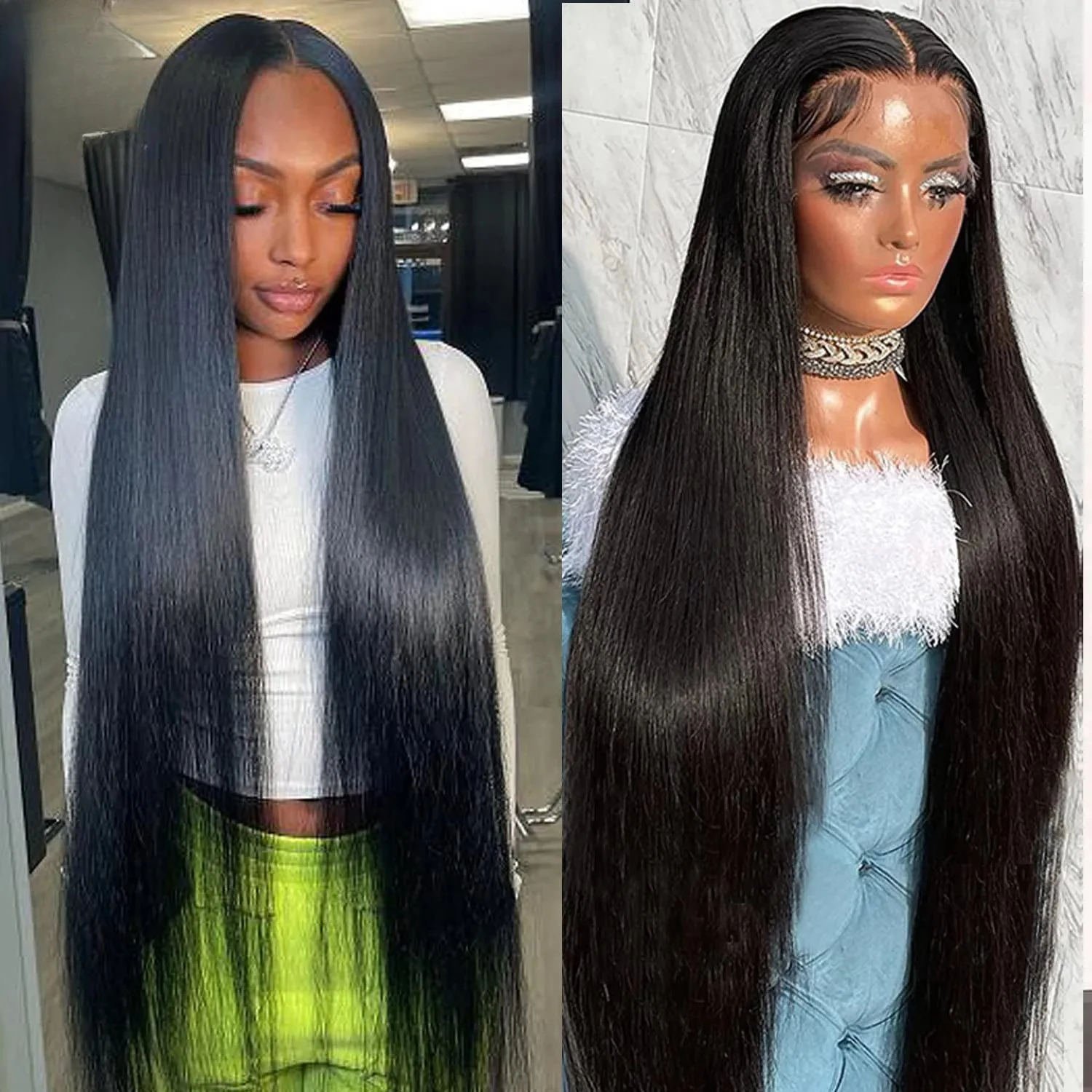 Rosabeauty Straight Hair 40 Inch 13X4 Lace Front Human Hair Wigs Glueless Brazilian For Black Women Remy 150% 180% Natural Color