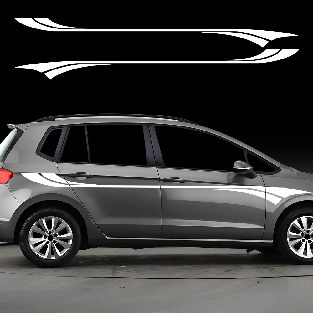 

2PCS Racing Stripes Car Sticker For VW Volkswagen Golf Sportsvan Waterproof Vinyl Door Waist Line Decoration Sticker Accessories