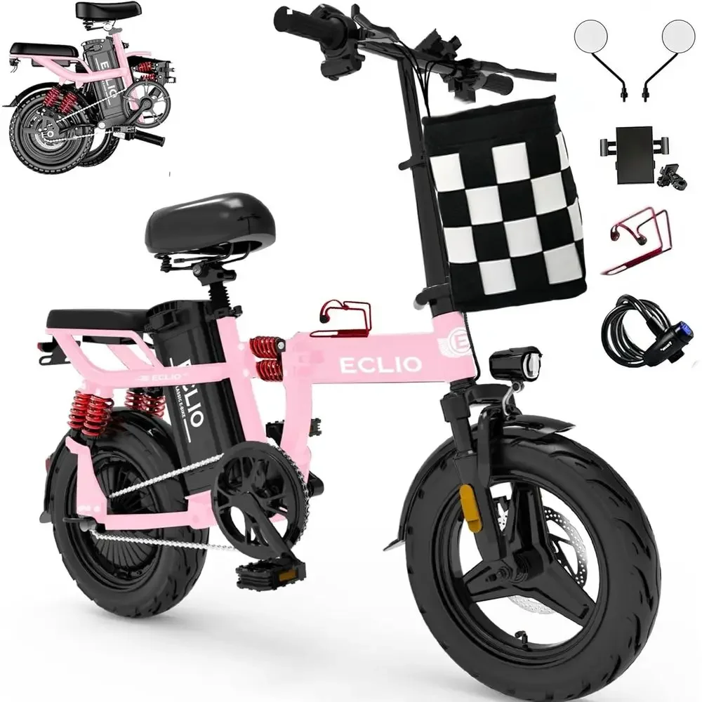 

800W Peak Electric Bike, 25MPH, 48V 14Ah Battery, 55 Miles Range, 14'' Wheels, Suitable for Adults, Men, Women, Teens