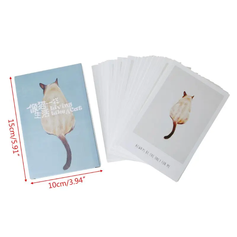 30 folhas para pinturas de gatos cartão postal vintage retrô cartão de presente de Natal para Wish