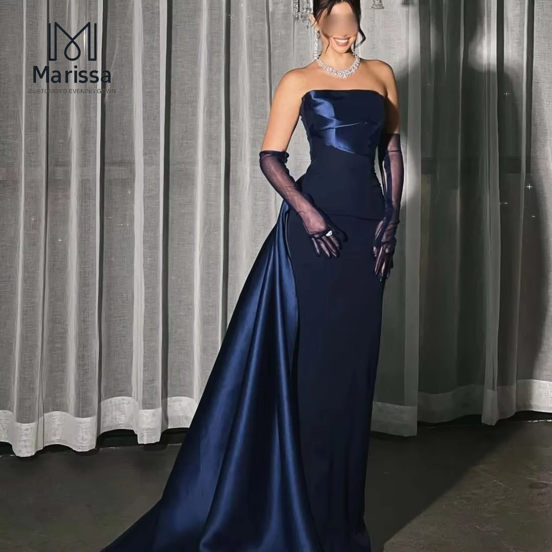 

Marissa A Line Satin Women Evening Dress Woman Customized Evening Dresses Wedding Off the Shoulder Sleeveless Ball Gowns Prom