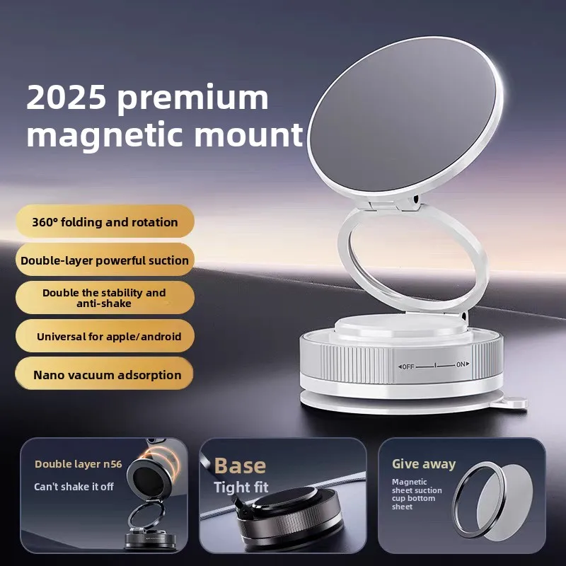 Vacuum Suction Nano Gel Magnetic Car Phone Holder Anti-Shake Dashboard Mount with 360° Rotation Universal  New Cell Phone