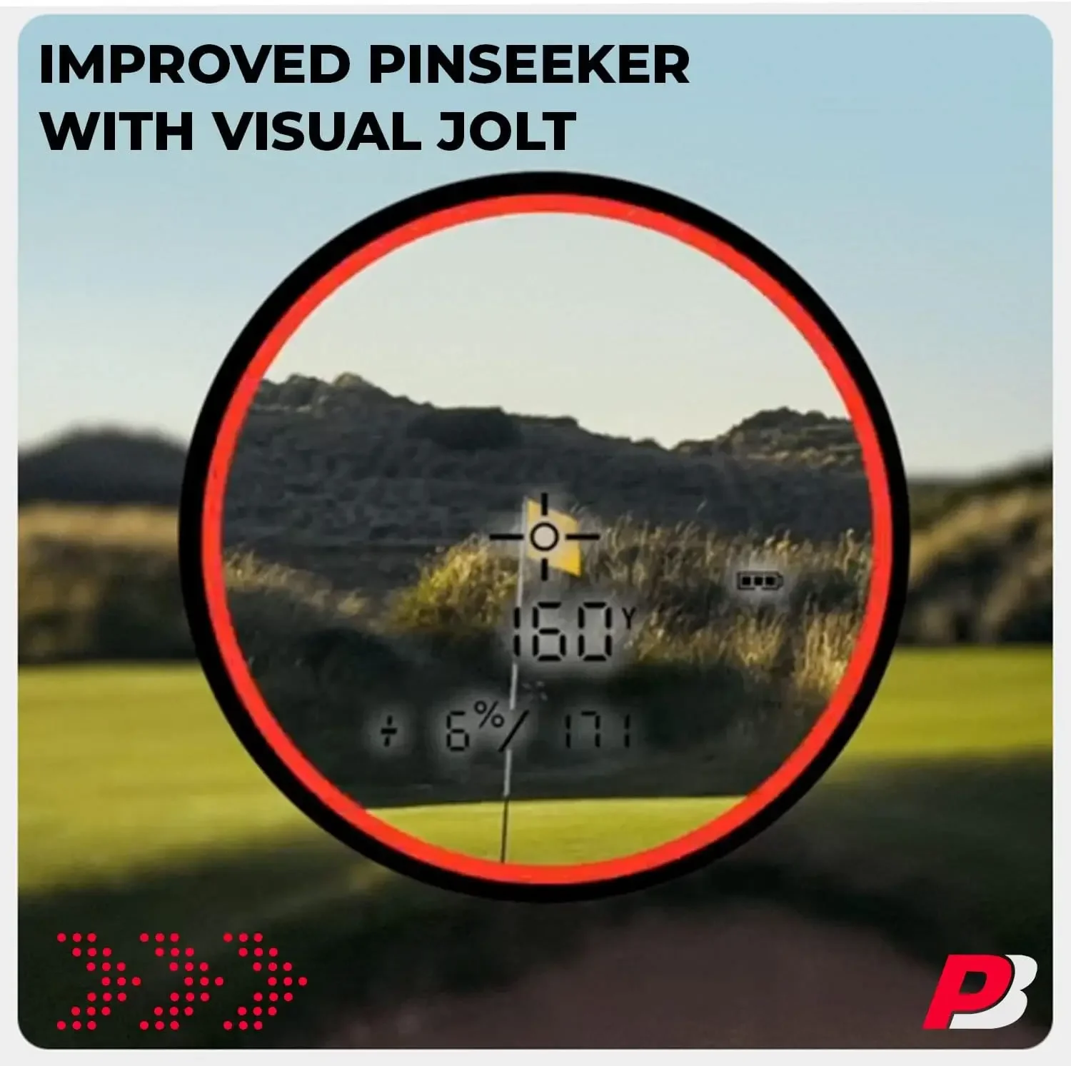 ชุดเครื่องวัดระยะกอล์ฟ V6 - PinSeeker พร้อม Visual JOLT, BITE Magnetic Mount - รวมไมโครไฟเบอร์ PlayBetter