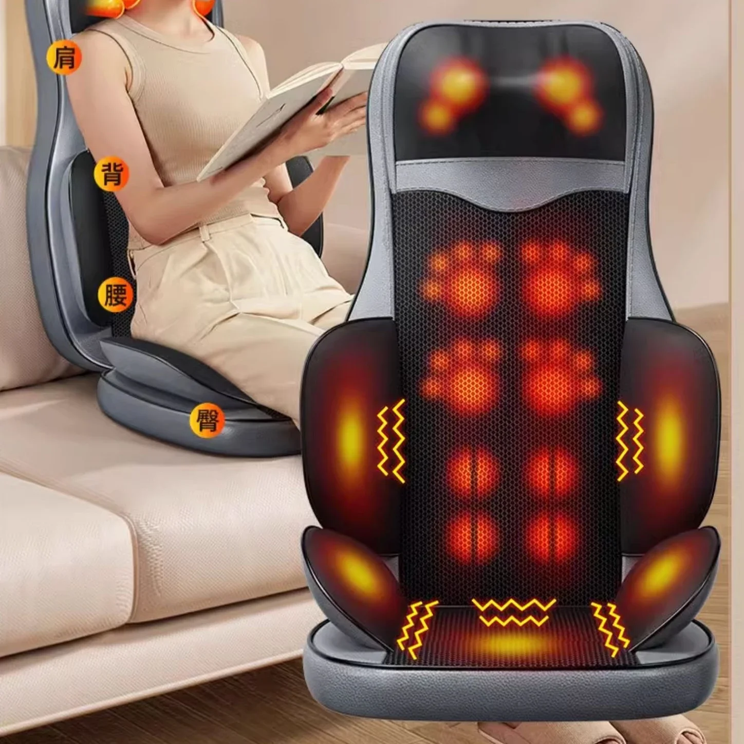 مدلك الكتف العمود الفقري العنقي الخصر الظهر كامل الجسم التلقائي العجن وسادة متعددة الوظائف كرسي منزلي مدلك #4