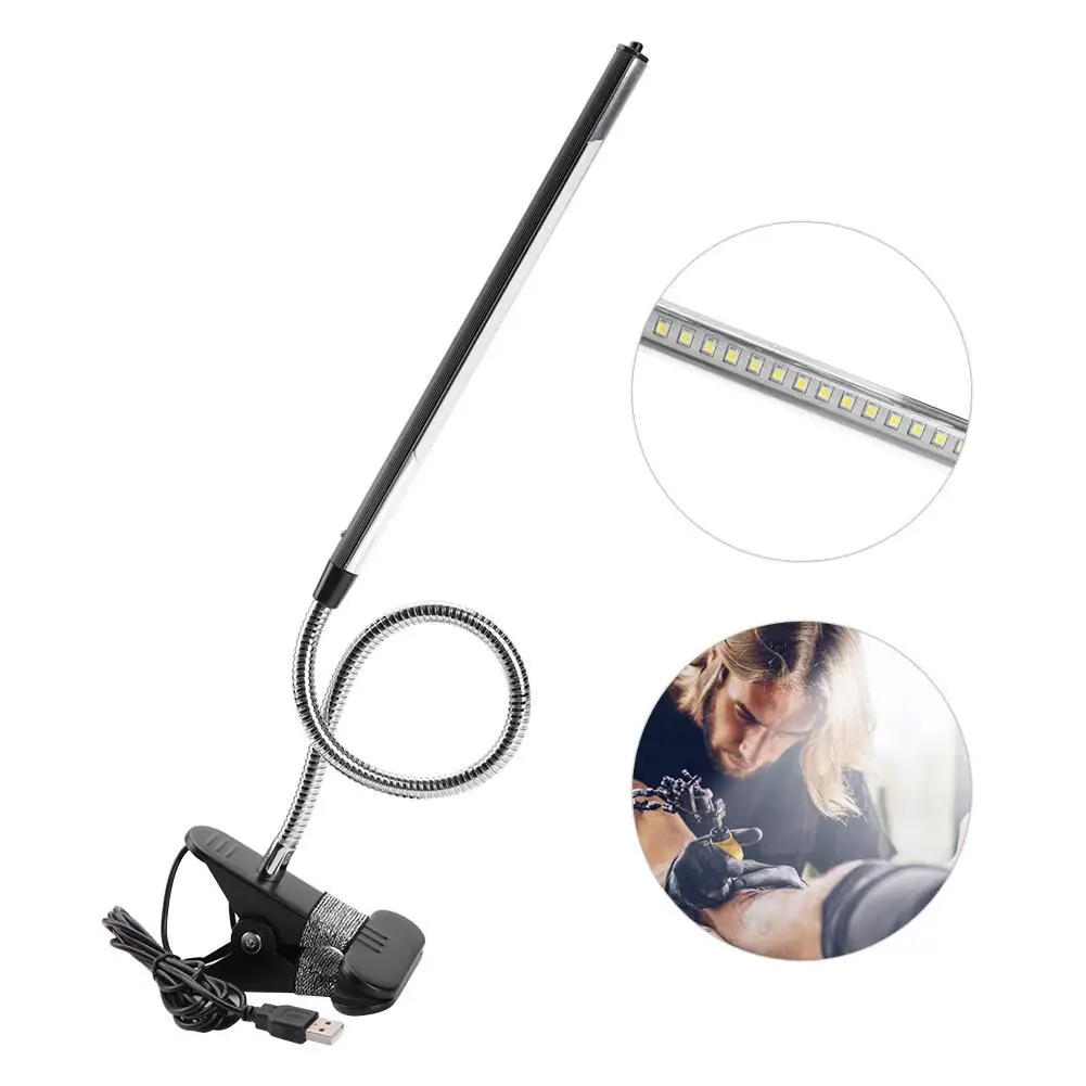 Adjustable Portable USB LED Clip Lamp for tattoo , Manicure & Makeup | Black Desk Light for Nail Art & Skin Care