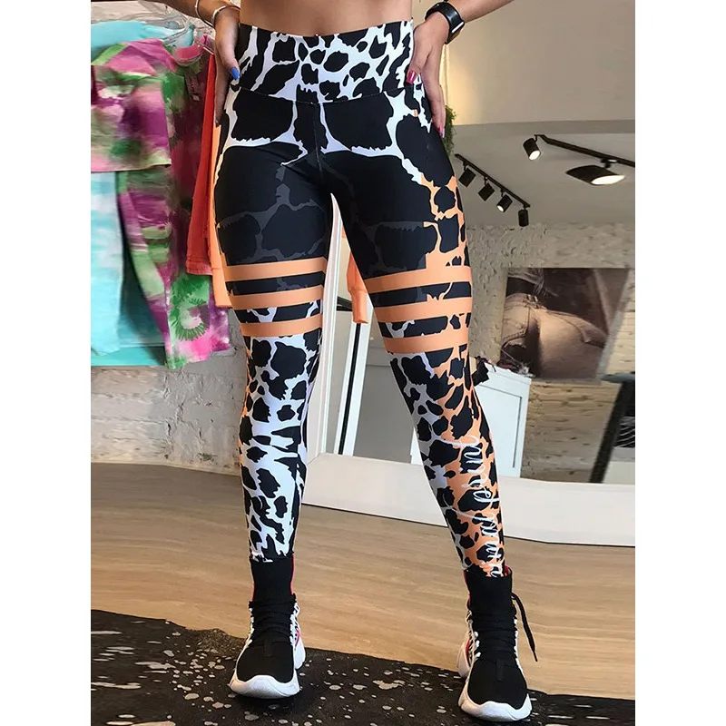 Krisnanas Leopard Print Sexy Yoga Pants for Woman 2025 Workout Butt Lifi Fitness Slim Fit High Waist Long Pencil Pants 85026