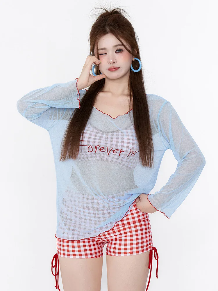 طقم ملابس سباحة بيكيني جديد لعام 2025 مكون من ثلاث قطع، فتحة ذات إحساس متقدم، صدر صغير ذو رغبة نقية، خاص 89