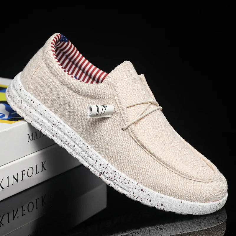 Grote maat loafers Koreaanse versie modieuze casual trend heren boardschoenen ademende lichtgewicht canvas schoenen platte sneakers