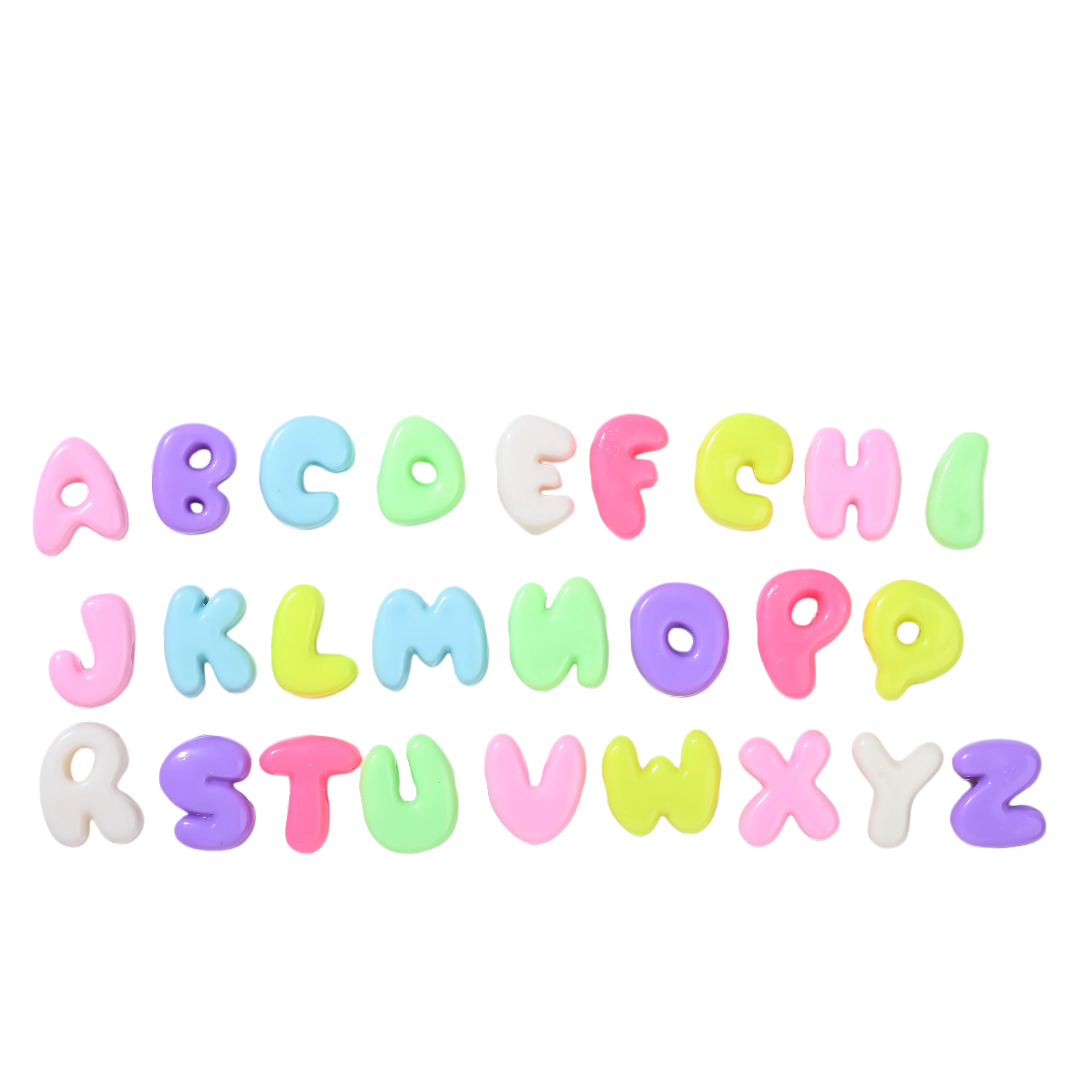 50 Stück Gemischte Farbige Buchstabenperlen A-Z 3D Acryl-Buchstabenperlen DIY 3D-Perlen für Schmuckherstellung Armbänder Schlüsselanhänger Bastelbedarf – Detail 6