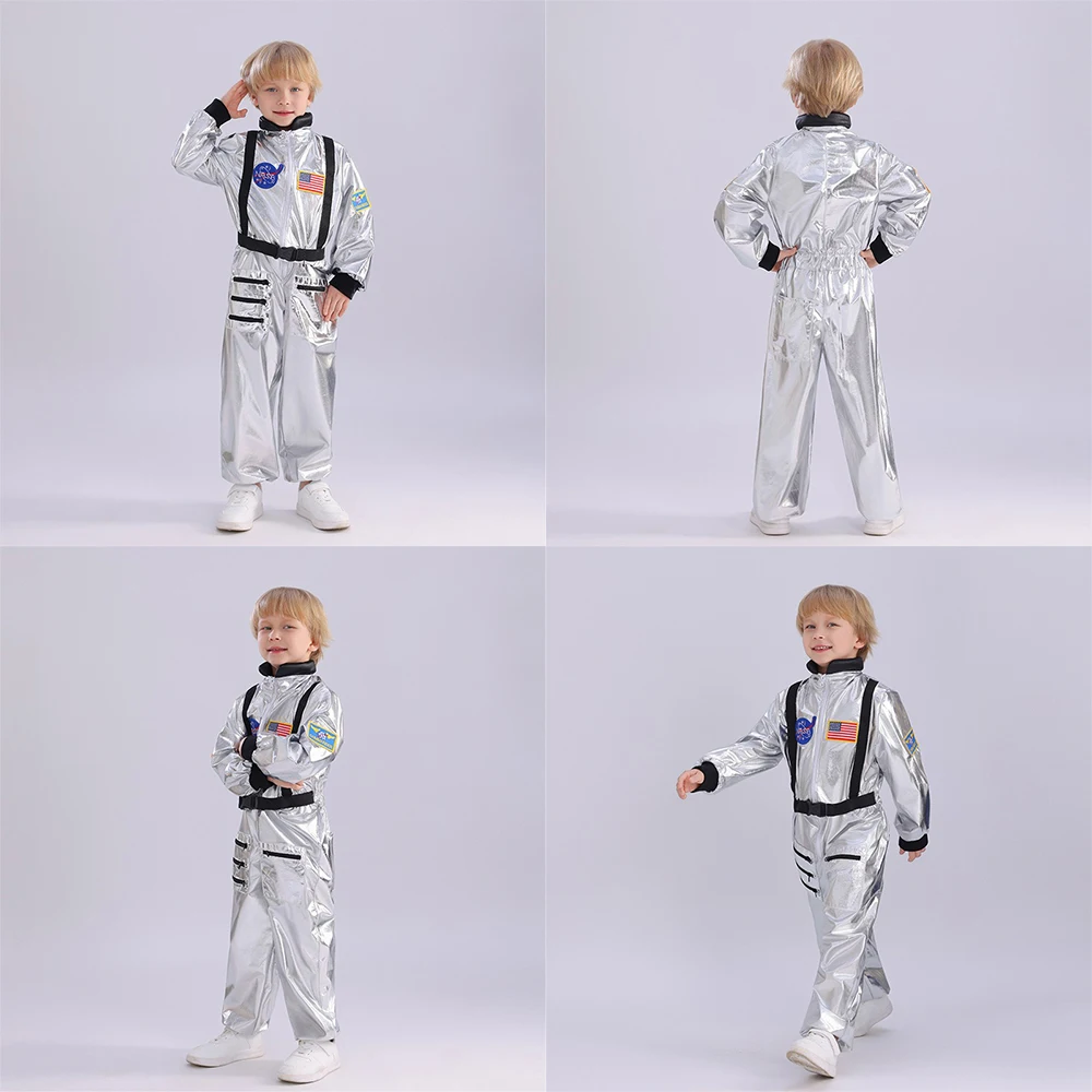 Halloween Kids Astronaut Costume Spaceman Costume Boy and Girl Space Astronaut Costume for Kids Jumpsuit Astronaut Suit Children