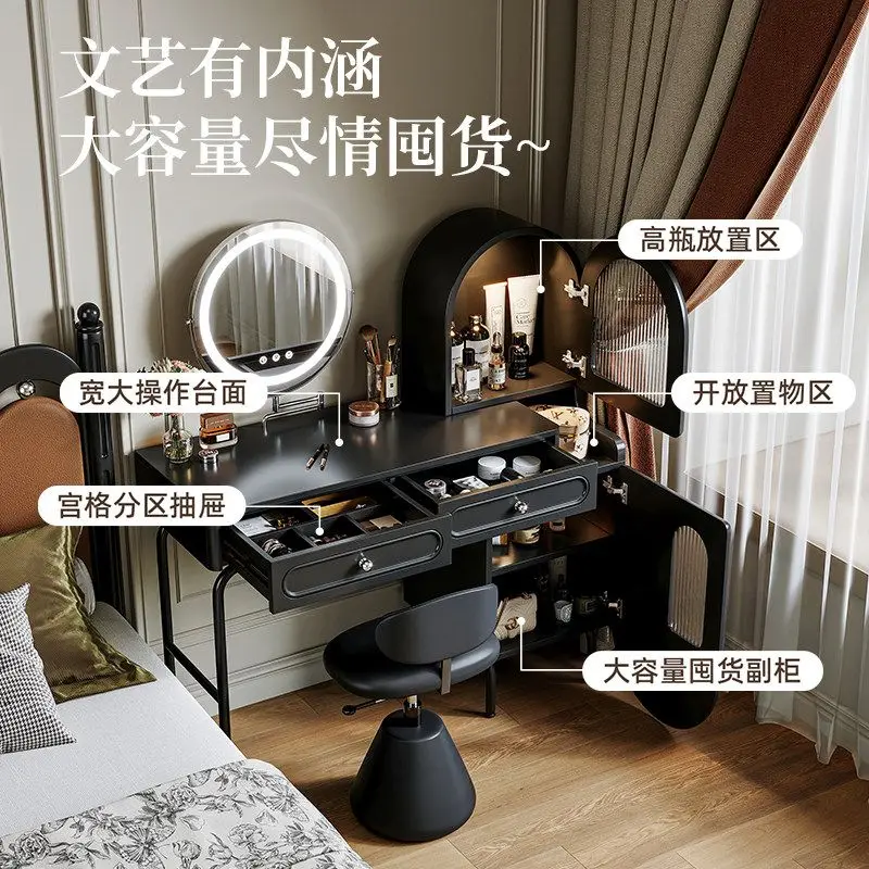 Dresser, storage cabinet, integrated large-capacity bedroom, antique black, high-end