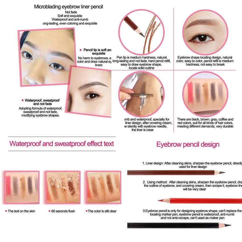 Eyebrow/lip tattoo Pencil  1pc Microblading Permanent Makeup Eyebrow Line Lip Line Design Positioning Pencil Waterproof