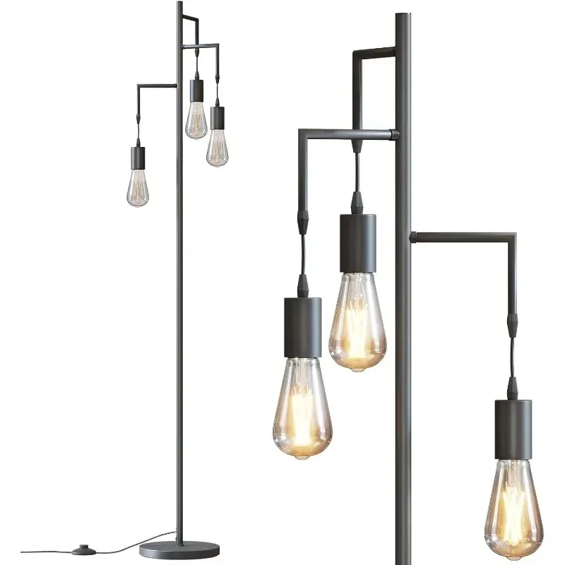 

Farmhouse Industrial Floor Lamp For Living RoomStanding Tree Floor Lamp With 3 Edison Led BulbsRustic Floor Lamps