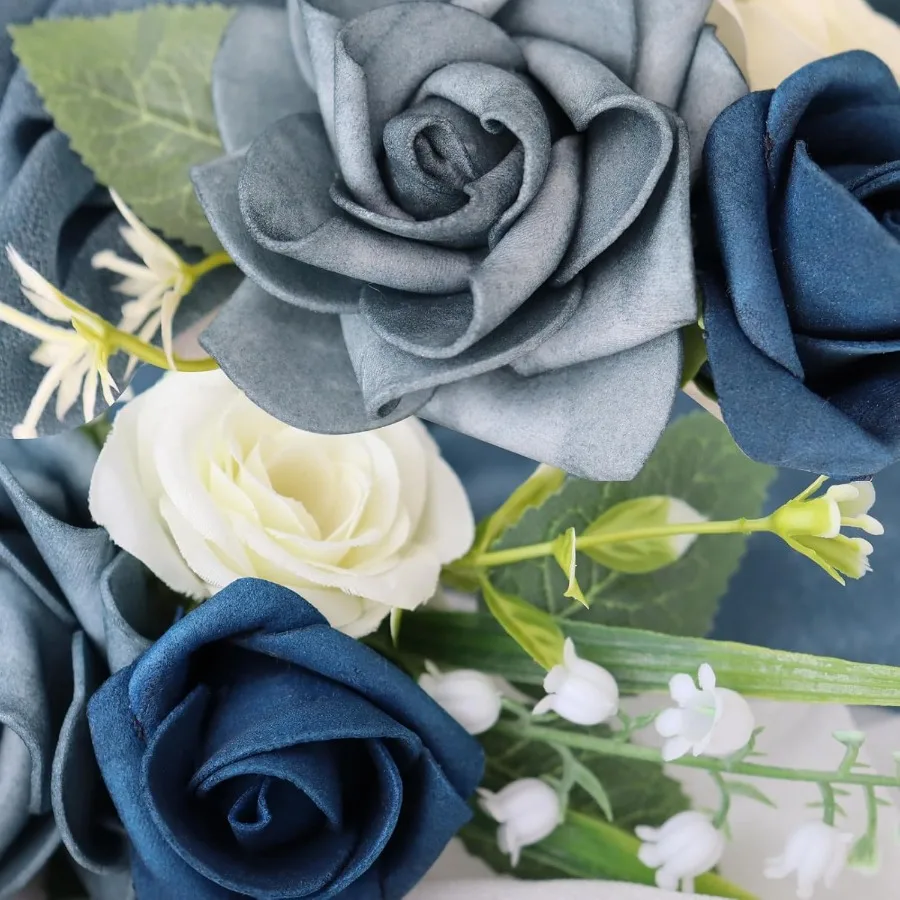 Boutonniere de bolso com flores de rosa azul empoeirado para homens, perfeito para casamento, noivo e padrinhos, ideal para baile de formatura, jantares formais, aniversário