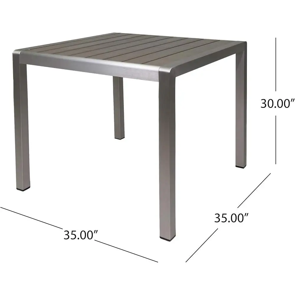 Square Outdoor Dining Table Anodized Aluminum Faux Wood Top Patio Table Hand-Crafted Features Dining Furniture Garden Terrasse image 4