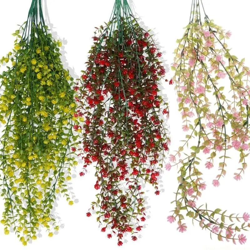 

QX2E Vibranted Faux Camellia Vine Bouquets For Wedding Decorations And Home Displays Wall Hanging Plant