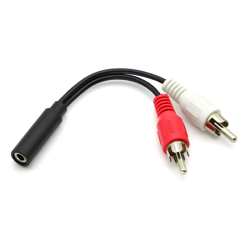 3.5mm Jack Female to 2 RCA Male Plug Stereo Y Audio Cable Converter Adapter 3.5 Audio aux connector High Quality