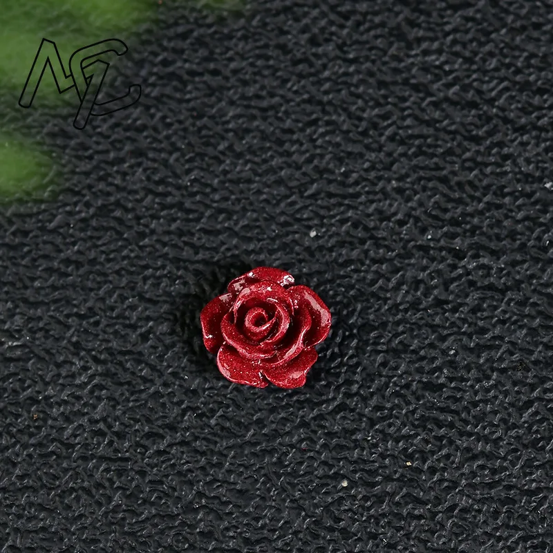 Wholesale 10pc Fashion Cinnabar Jade Rose Flower Beads DIY Earrings Bracelets Jewellery Chinese Healing Women Man Luck Gifts view 2