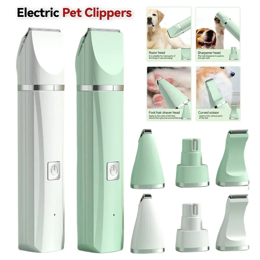 Professional 4-in-1 Electric Pet Grooming Tool Set Dog Hair Clippers USB Rechargeable Pets Haircut Trimmer Shaver Cats Supplies