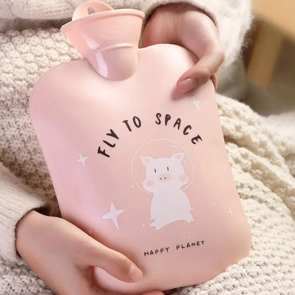 

PVC Cartoon Pig Hot Water Bag with Cover Long-lasting Insulation Hot Water Bottles Water-Filled Safe Hand Warmer School