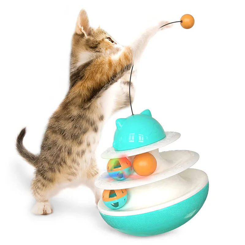 

Pet Supplies Three-layer Spinning Ball Wobbly Toy Fun Puzzle Easy To Operate Teasing Cat Stick