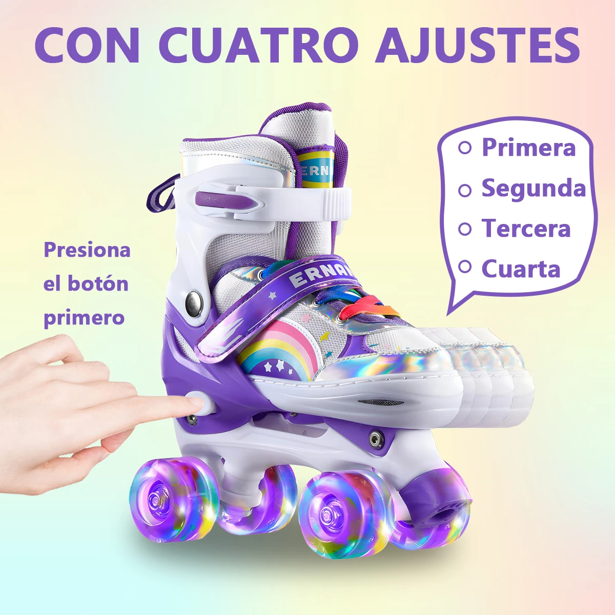Boys Girls Kids Skates Children Roller Skates Skating Shoes Sliding Adjustable Quad Sneakers PU Flashing 4 Wheels Roller Skates
