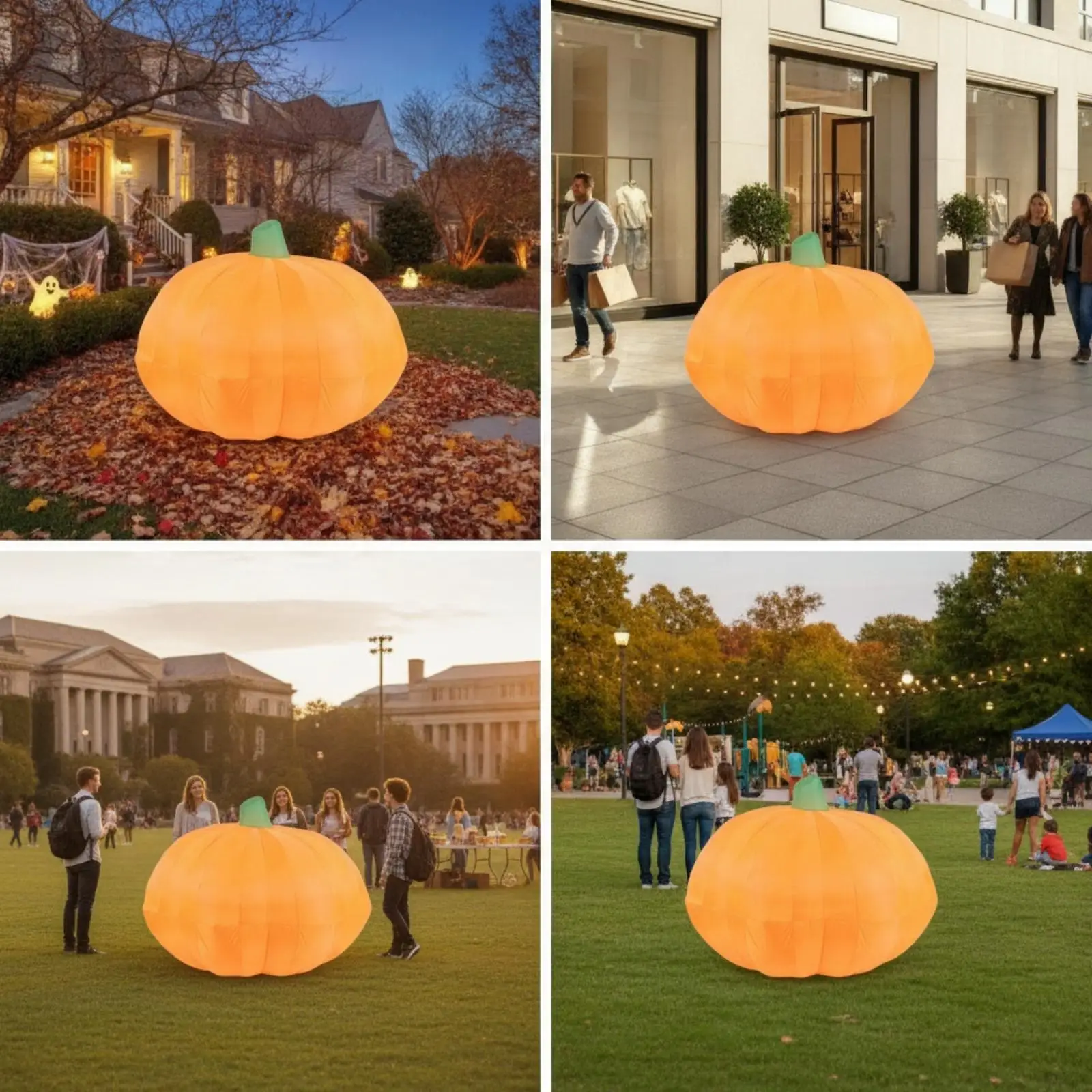 Halloween Blow Up Pumpkin Decoration for Outdoor Yard Garden Party Display with Stitched Panels Durable Holiday Decor