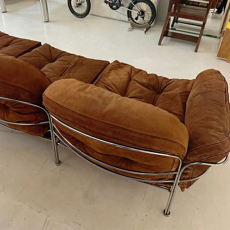 

Minimalist Retro Three-Person Sofa Small Living Room Lazy Leisure Recliner