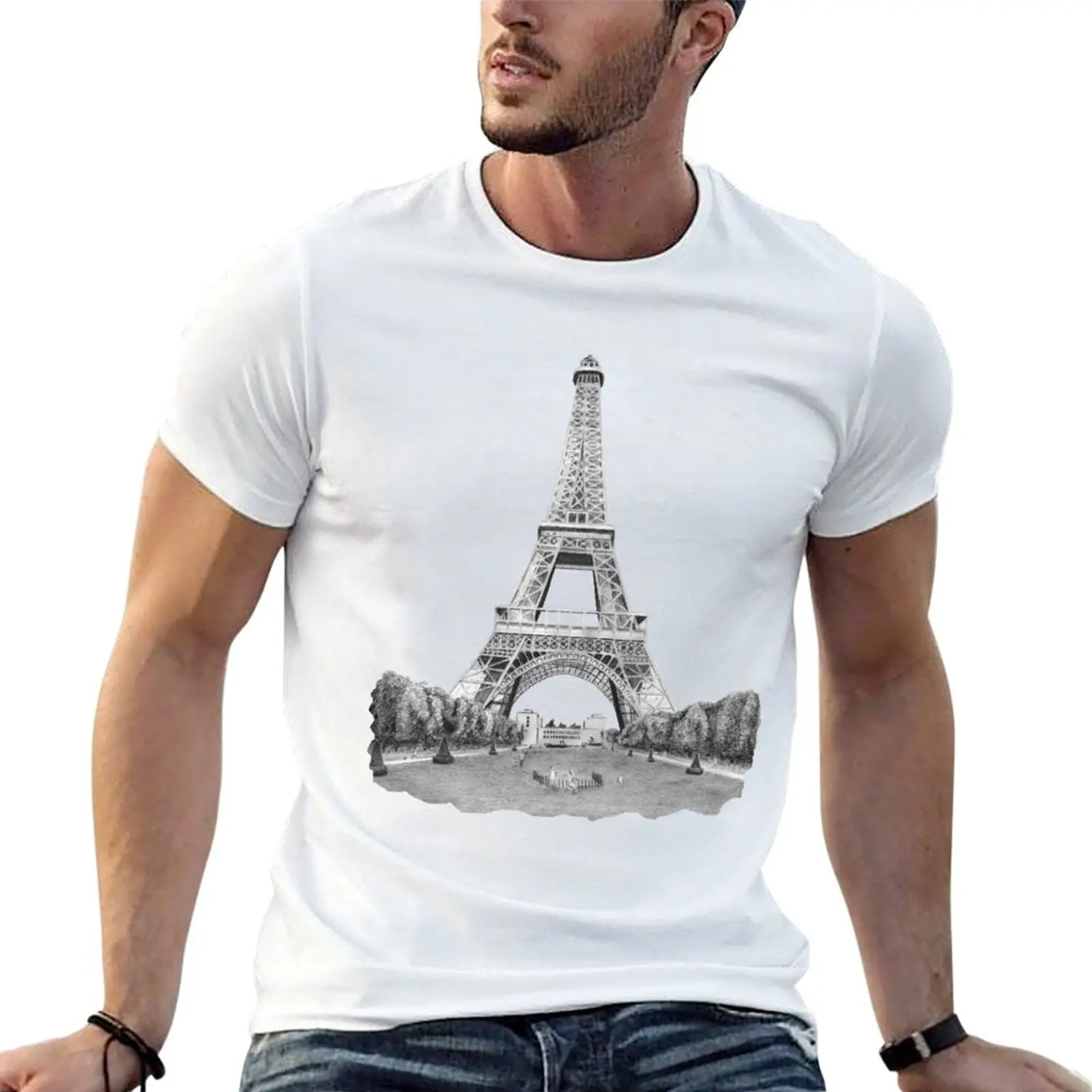 Eiffel Tower T-Shirt Casual Light Summer Short Sleeve Top