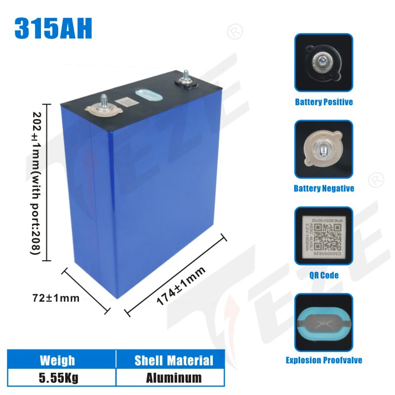 315Ah 320Ah 3.2V Lifepo4 Battery Grade A DIY 12V 24V 48V Rechargeable Battery Pack for RV Boat Golf Cart Solar NO VAT