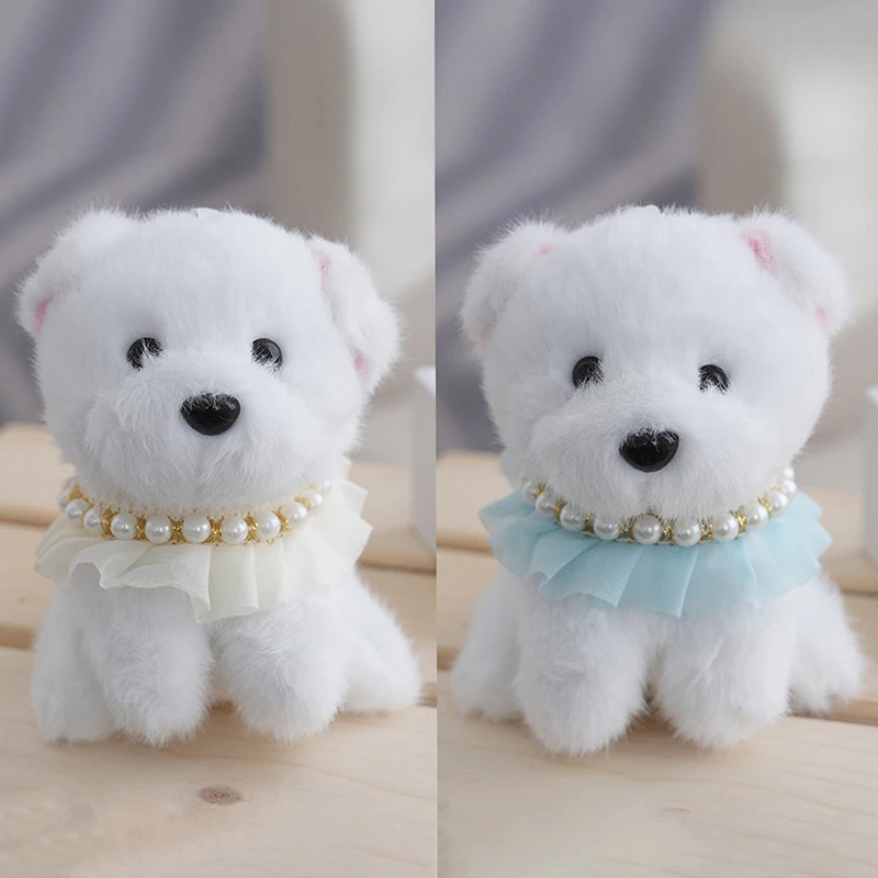 Kawaii Pearl Dog Toys Keychain Soft Cartoon Animal Doll Keychain Lovely Decoration Creative Realistic Dog Figure Children Gifts