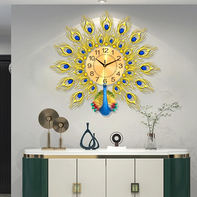 

Design Simple Wall Watch Art Mural Luxury Korean Modern Peacock Bathroom Bedrooms Wall Clocks Nordic Reloj De Pared Home Decor