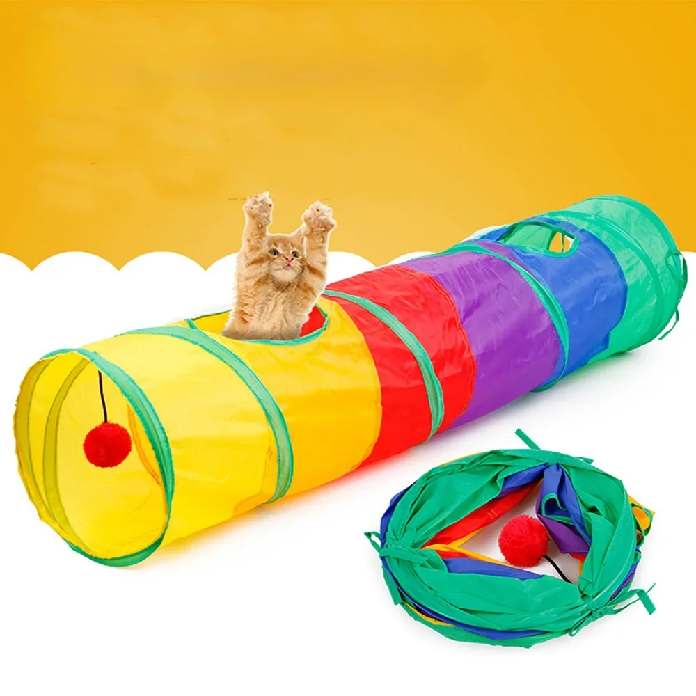 

Nice Pet Tunnel Cat Printed Green Crinkly Kitten Tunnel Toy Ball Play Fun Polyester Cloth Chat Toys