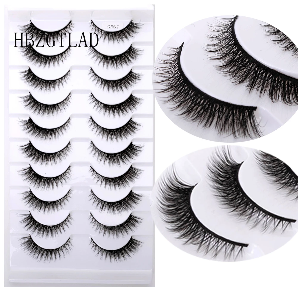 High quality 10Pairs 8mm-12mm Natural Mink Lashes New Arrival Short Wispy 3d Mink Eyelashes Wholesale Makeup Beauty Eye Lashes