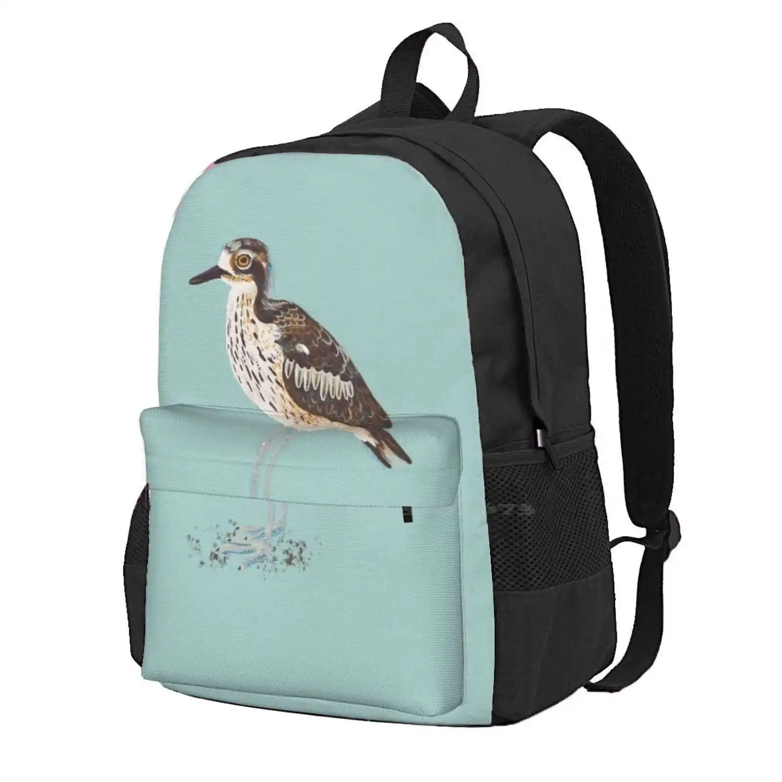 Tas punggung Laptop pelajar remaja biru Aqua burung Australia Curlew Stone Curlew Australia