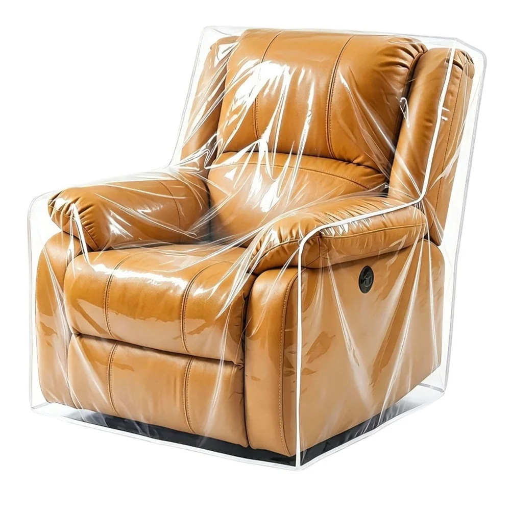 1Pc Clear PVC Recliner Chair Cover Waterproof Dust Protector For Furniture Moving Storage 36x40x42 Inch Transparent Slipcover