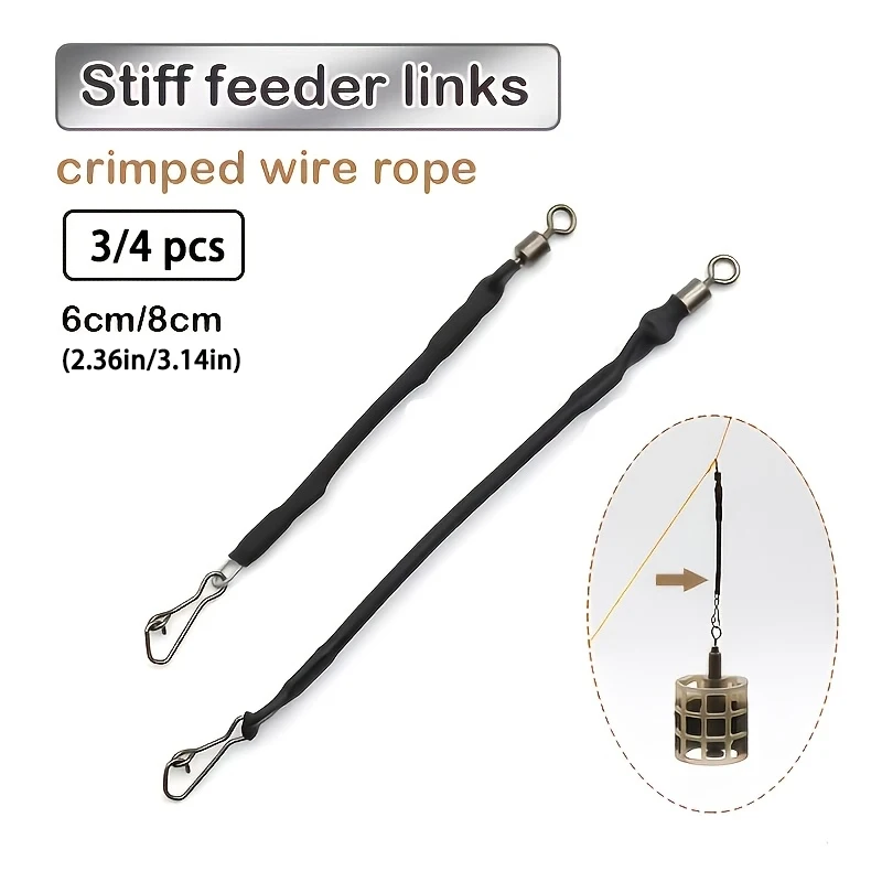 3/4 Pezzi Collegamenti Rigidi per Feeder da Pesca alla Carpa, in Filo Metallico Crimpati, per Terminali per Feeder a Scorrimento Libero