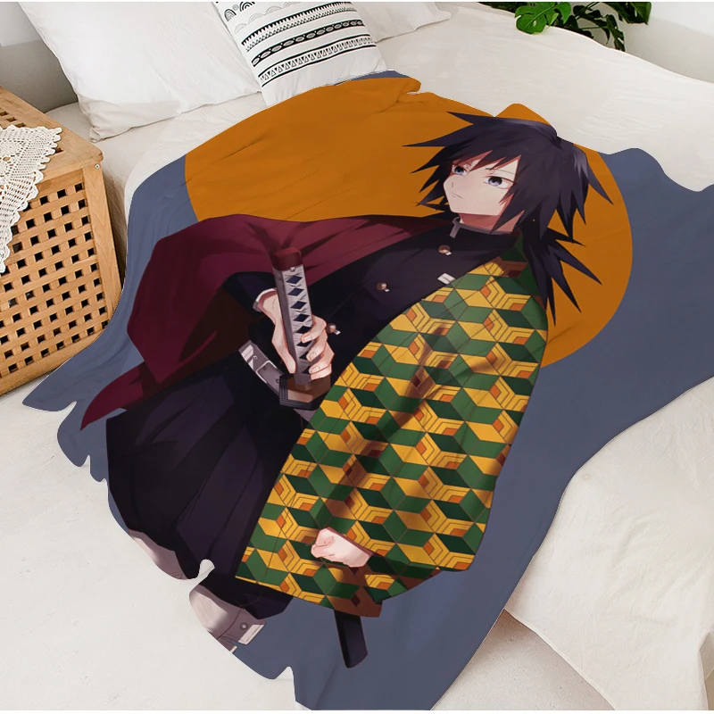 

Sofa Blankets for Winter Demon Slayer Warm Bed Fleece Camping Flannel Throws Microfiber Bedding King Size Fluffy Soft Blankets