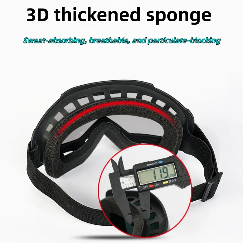 แว่นตาป้องกันลมกันฝุ่นแบบปรับได้ ถอดออกได้ ใช้ได้สองแบบ ป้องกันฝ้า พร้อมฟองน้ำสามมิติ