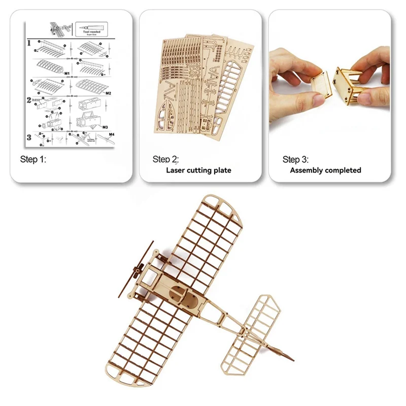 DELAM-Wooden Simulation Airplane Model Light Wood Airplane Assembly Three-Dimensional Educational Wooden
