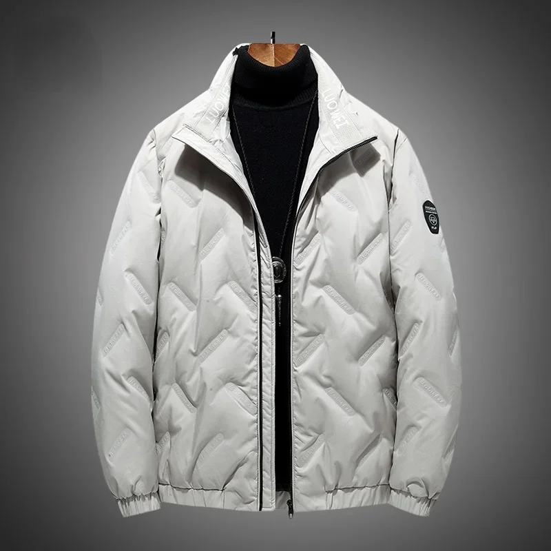 2021 casaco de inverno dos homens para baixo casaco novo outono casual gola puffer grosso 80% pato branco parka masculino jaquetas de inverno para baixo