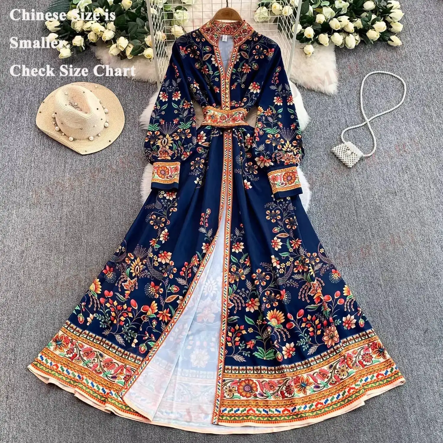 

Элегантное дизайнерское летнее платье-рубашка Palace Brand с длинным рукавом и цветочным принтом, женское, на одной пуговице, осеннее, повседневное, для отпуска