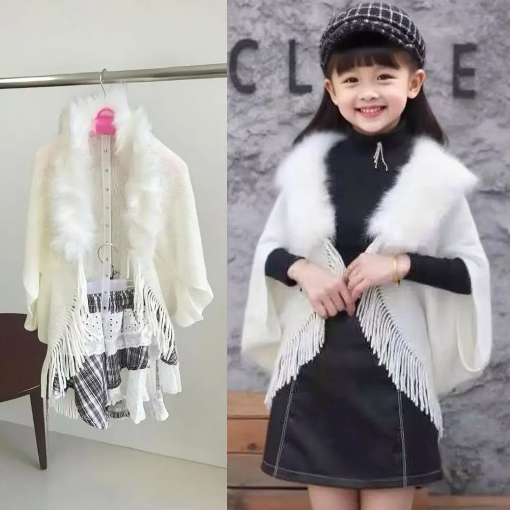 

Fashion Faux Fur Collar ' Mongolian Poncho Winter Warm Ethnic Style Plush Knitting Wraps Coat Overlays For