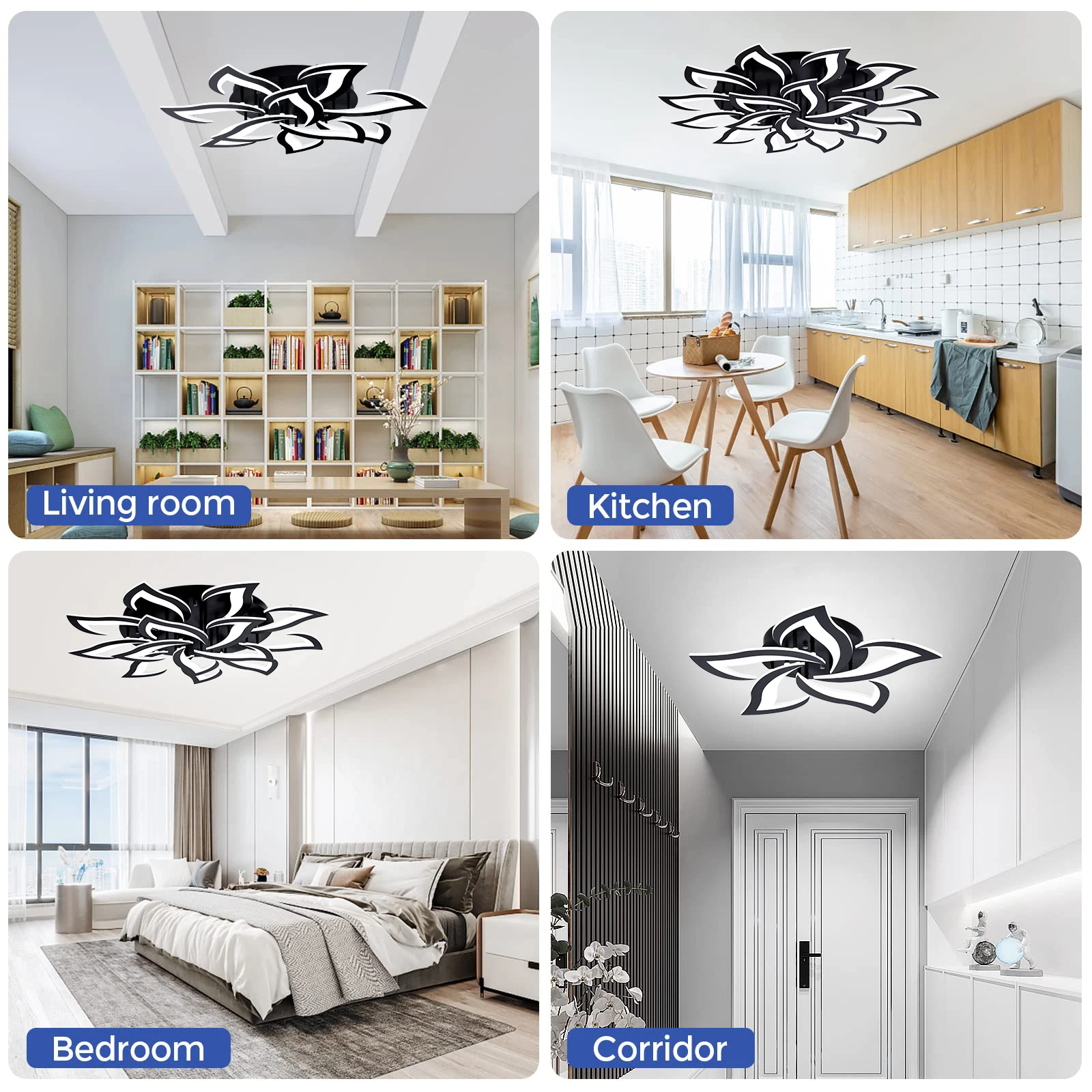 IRALAN Luster Modern LED Chandeliers Lights for Living Room Kitchen Bedroom Kids' Room Dimmable Art Deco Remote Control White