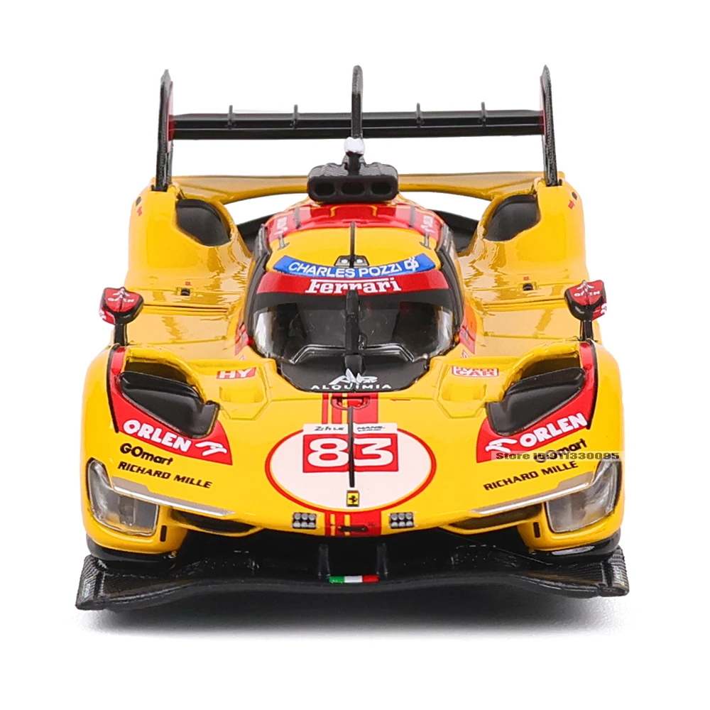 부라고 1:43 페라리 2024 499P 24시간 르망 296 488 250 512 308 합금 고급 차량 다이캐스트 자동차 모델 장난감 컬렉션
