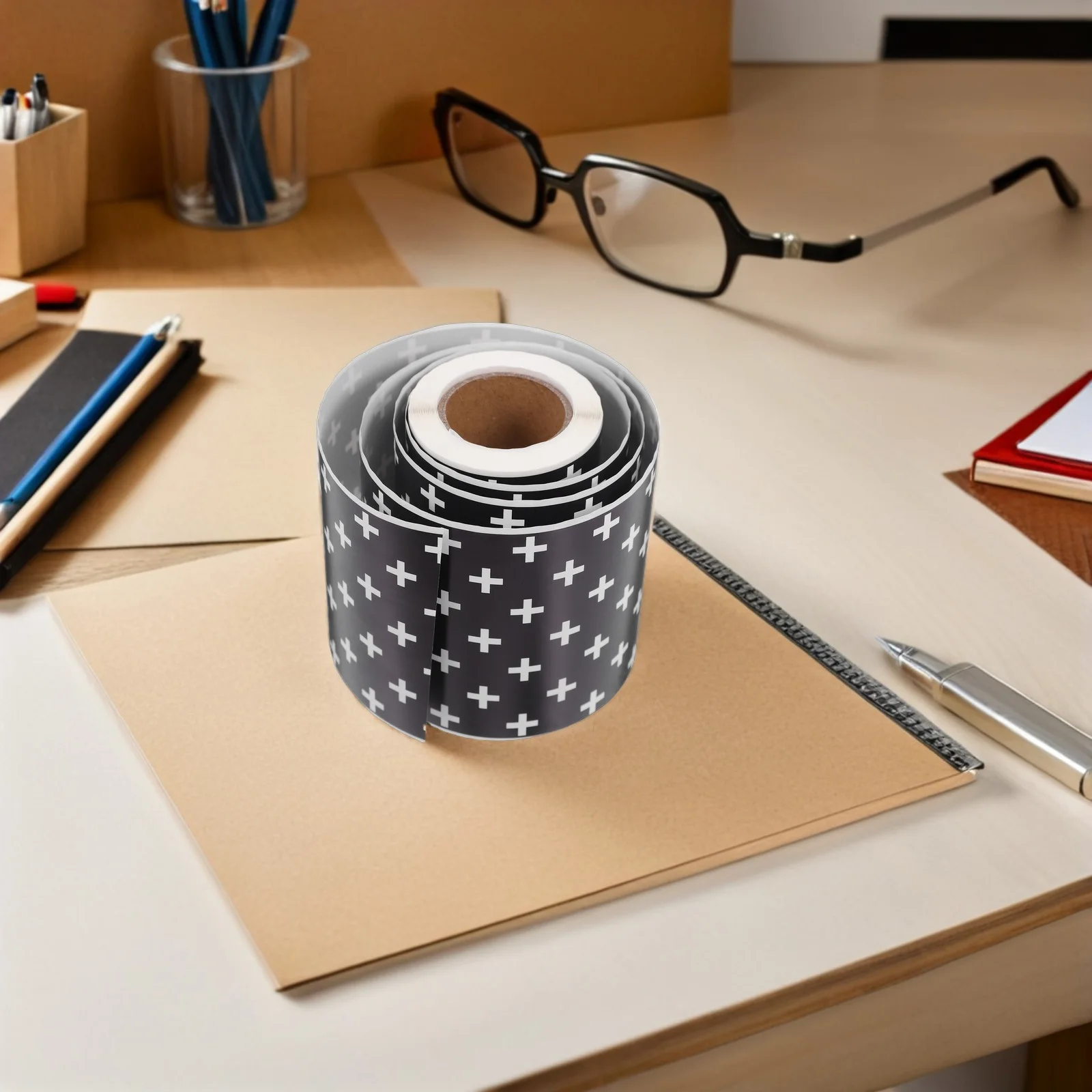 

1 Roll Blackboard Decoration Sticker Scalloped Border Trim Cross Pattern Bulletin Board Borders for Classroom Office School Wall