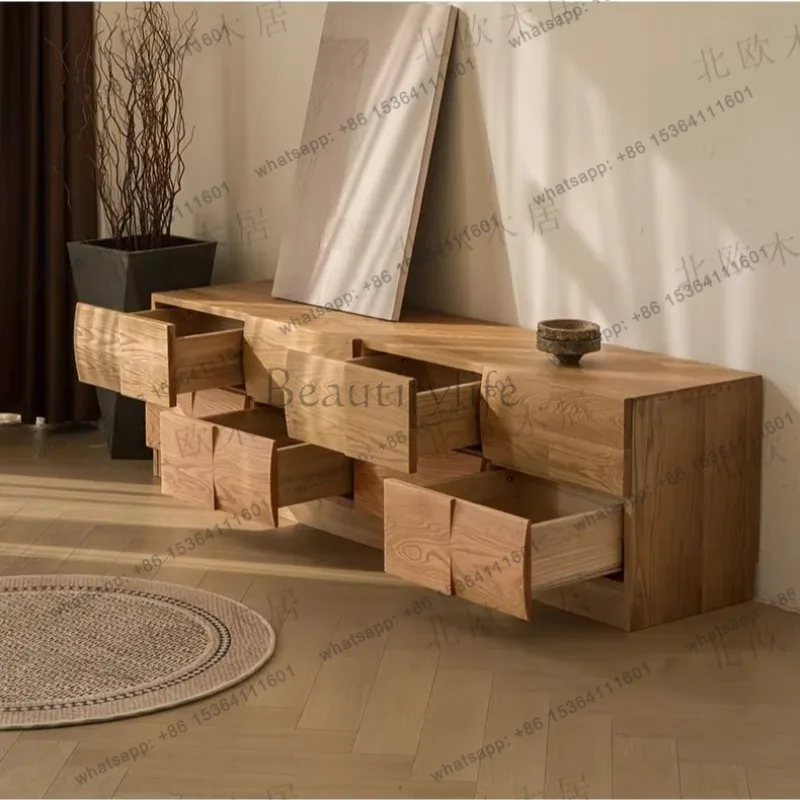 YJ  Floor Drawers Center Tv Stand Big Wooden Organizer Walnut Designer Nordic Tv Table Living Room Luxury Fernsehtisch Furnitu