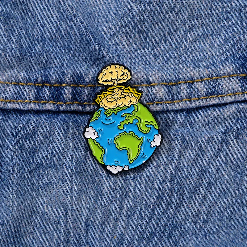 Personality Earth's Nuclear Enamel Brooch World Peace Pins For Backpack Clothes Jewelry Accessories Freeshipping