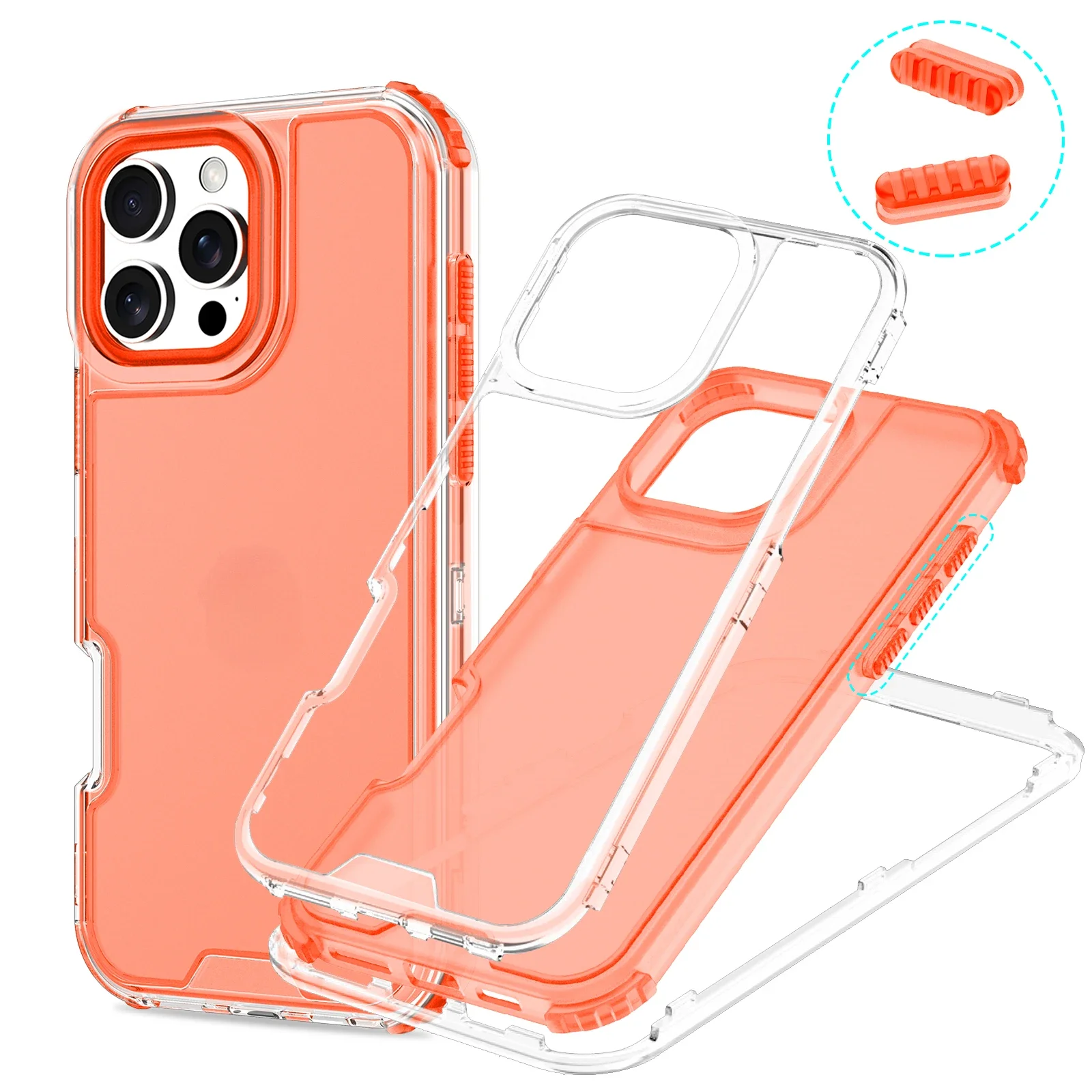 Funda de teléfono de protección de grado militar 3 en 1 para iPhone 16 15 14 Plus 13 12 Pro Max 11Pro funda transparente a prueba de golpes