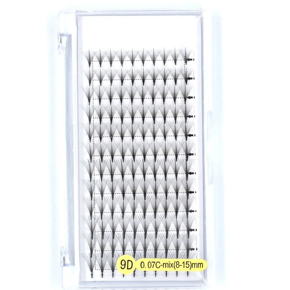 

8 - 15 mm 5D/7D/9D C Curl Hybrid Pre-made Fan Lash Semi Permanent Eyelash Extension Dual Tapered Lash Flat in Middle Makeup